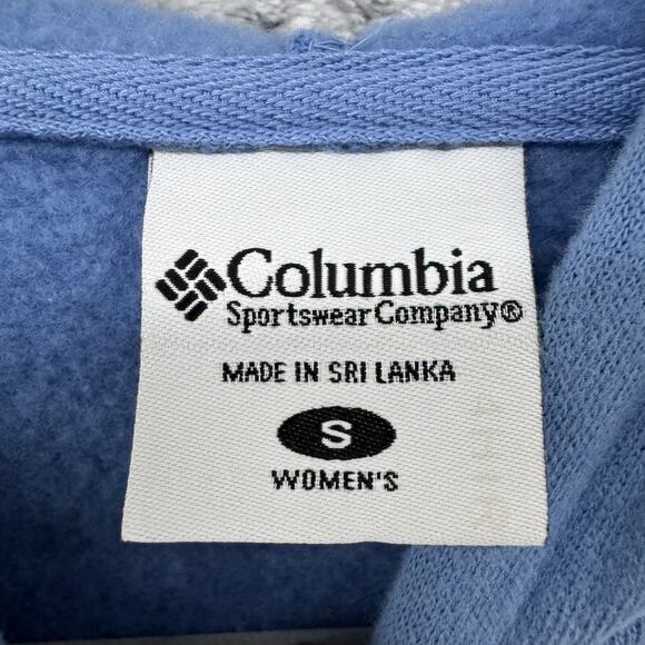 Columbia Sweater S Sky Blue Pull On Hoodie Varsity Pocket Long Sleeves Stretch - Picture 6 of 10